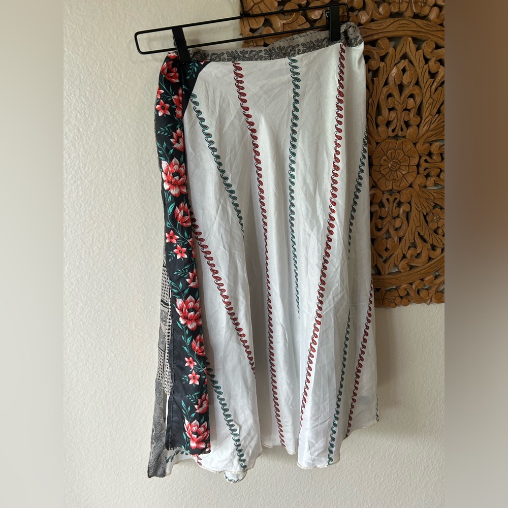 Reversible silk wrap skirt